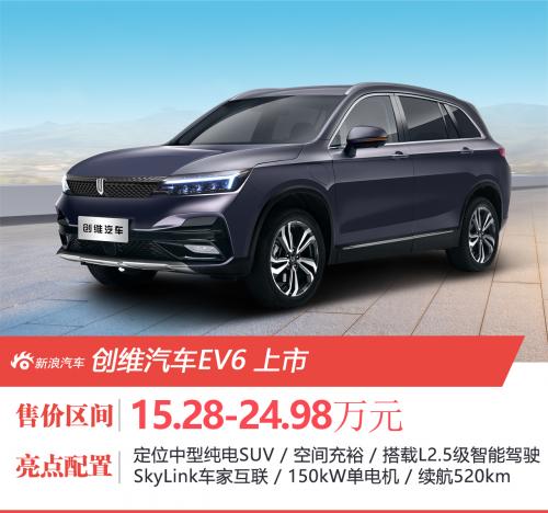 创维汽车EV6正式上市售价15.28-24.98万元